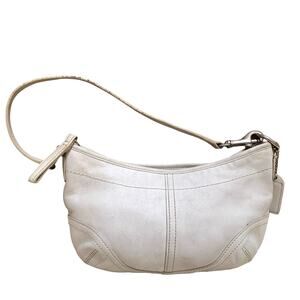 COACH Chalk White Leather Y2K Vintage Mini Zip Top Hobo #4283